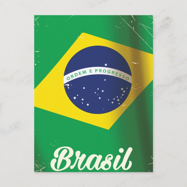 Postal Poster de viaje de la bandera nacional de Brasil (Anverso)