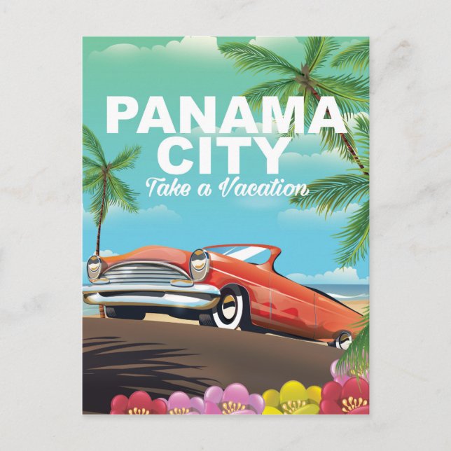 Postal poster de viaje de la ciudad de panama (Anverso)