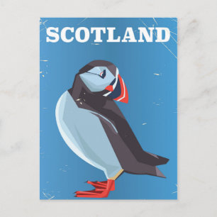Postal Poster de viaje de la cosecha de Escocia Puffin
