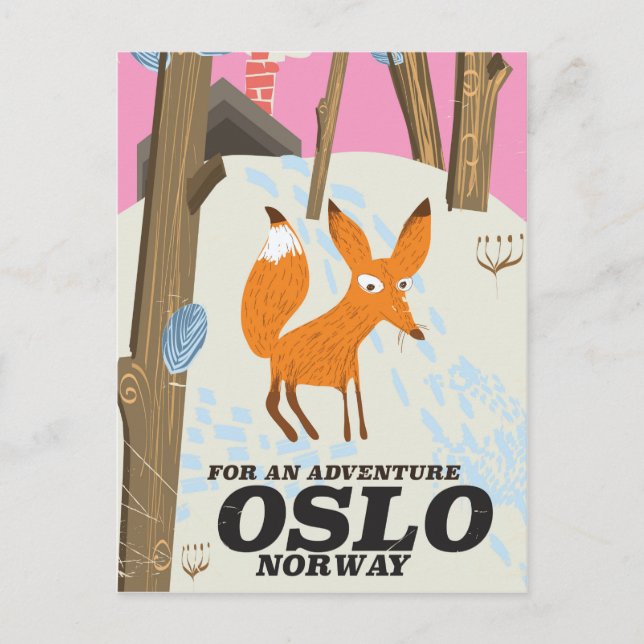 Postal Poster de viaje de la especie de Pachyx de Oslo (Anverso)
