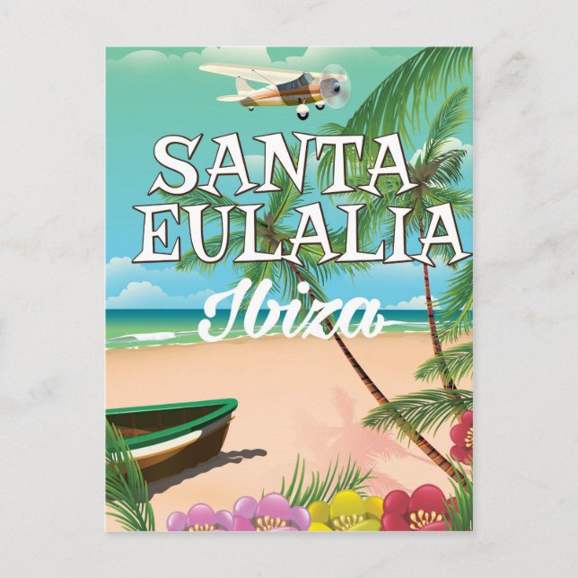 Postal Poster de viaje de la isla de Santa Eulalia (Anverso)