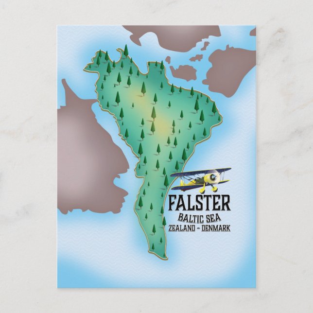 Postal Póster de viaje de la isla Falster Dinamarca. (Anverso)