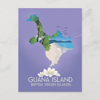 Postal Póster de viaje de la Isla Guana Islas Vírgenes Br