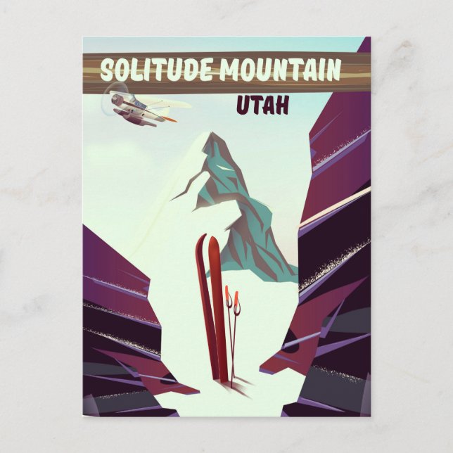 Postal Poster de viaje de la montaña Solitude Utah. (Anverso)