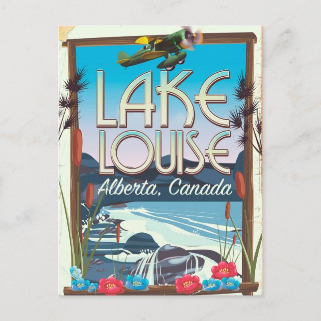 Postal Póster de viaje de Lake Louise, Alberta Canadá (Anverso)