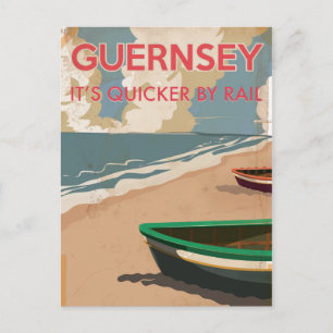 Postal Póster de viaje de locomotora vintage de Guernsey