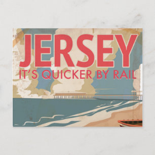 Postal Póster de viaje de locomotora vintage de Jersey