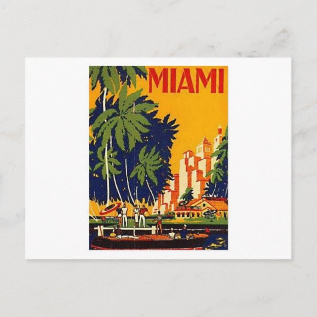 Postal Poster de Viaje de Miami (Anverso)