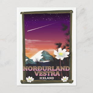 Postal Póster de viaje de Norðurland vestra Islandia