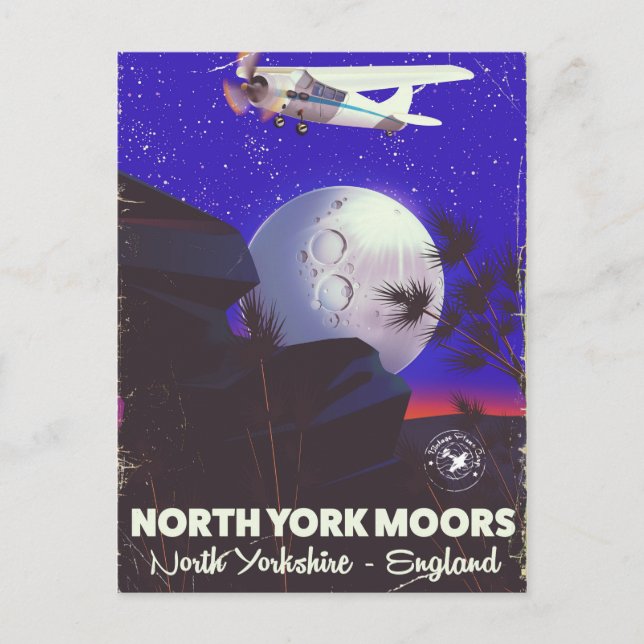 Postal Póster de viaje de North York Moors Inglaterra (Anverso)