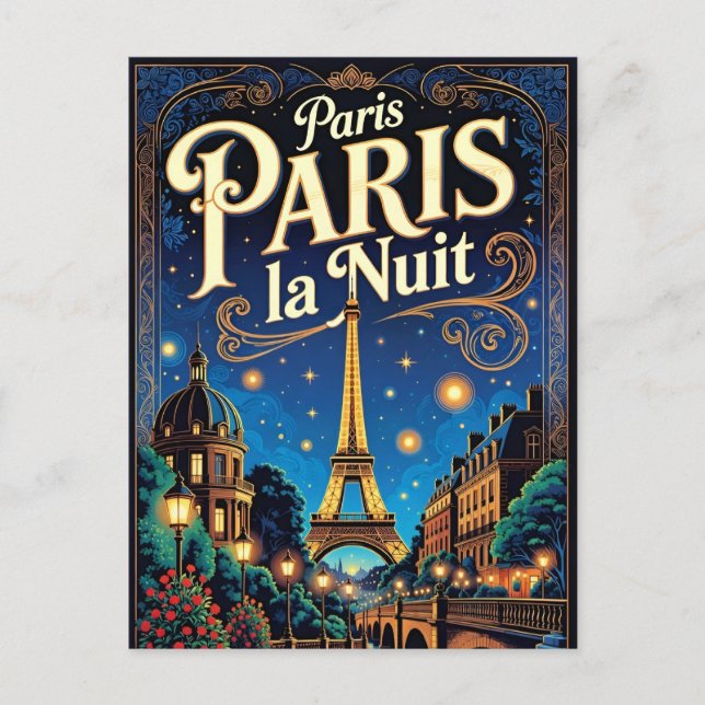 Postal Póster de viaje de París,  (Anverso)