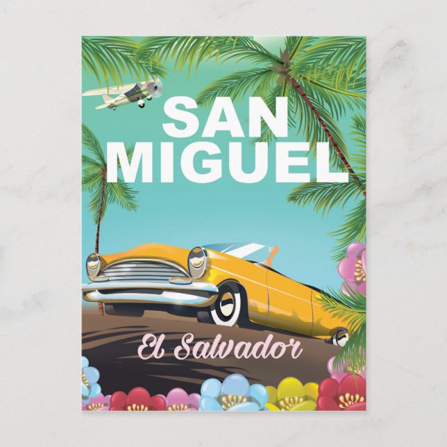 Postal Poster de viaje de San Miguel El Salvador (Anverso)