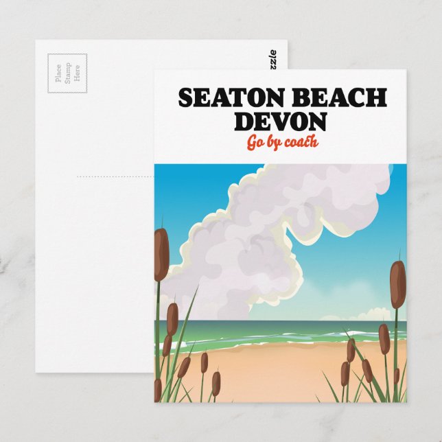 Postal Póster de viaje de Seaton Beach Dorset (Anverso / Reverso)