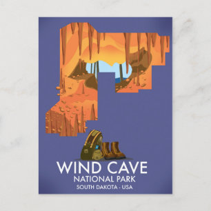 Postal Póster de viaje de senderismo en Wind Cave Nationa