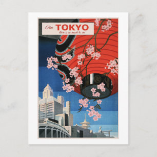 Postal Póster de viaje de Tokio, Japón,