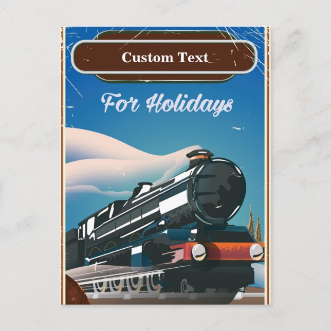 Postal Póster de viaje de tren personalizado (Anverso)