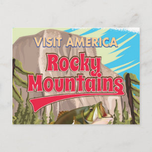 Postal Póster de viaje de vacaciones de pesca en las Mont