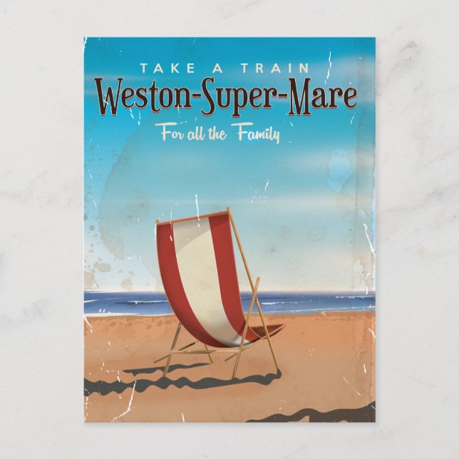 Postal Poster de viaje de Weston Super Mare. (Anverso)