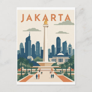 Postal Póster de viaje de Yakarta Indonesia