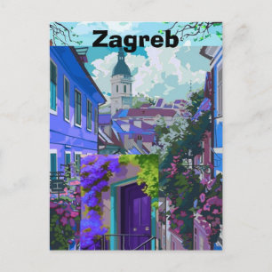 Postal Póster de viaje de Zagreb Croacia Impresión digita