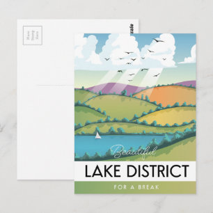 Postal Póster de viaje del Distrito de los Lagos.