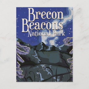 Postal Póster de viaje del ferrocarril vintage de Brecon