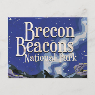 Postal Póster de viaje del ferrocarril vintage de Brecon 