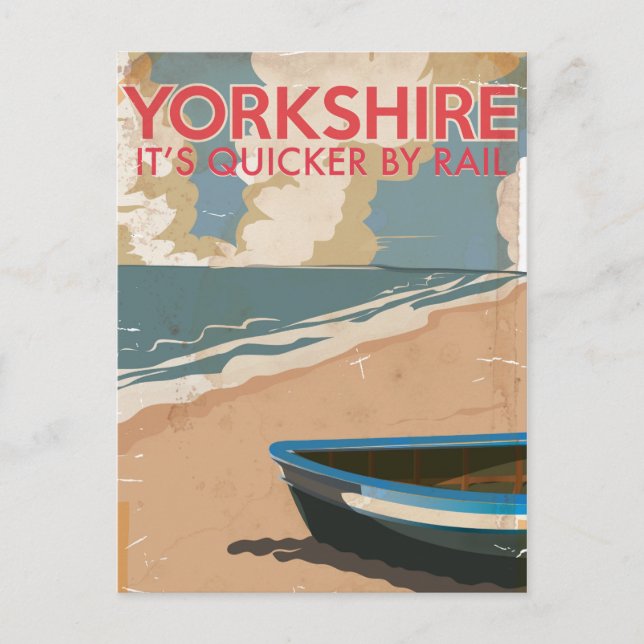 Postal Póster de viaje del ferrocarril vintage de Yorkshi (Anverso)