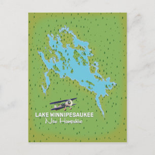 Postal Póster de viaje del lago Winnipesaukee New Hampshi