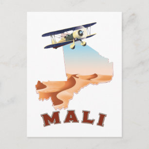 Postal Póster de viaje del mapa antiguo de Mali