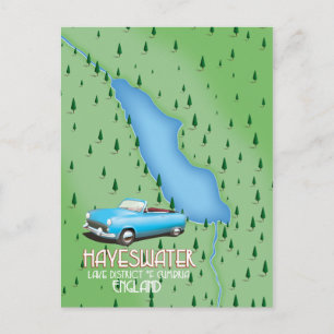 Postal Póster de viaje del mapa del Distrito de Hayeswate