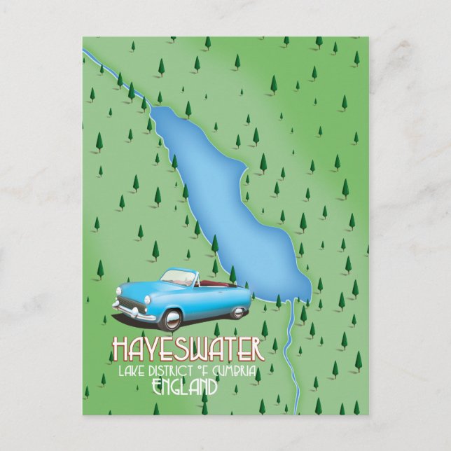 Postal Póster de viaje del mapa del Distrito de Hayeswate (Anverso)