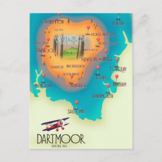Postal Póster de viaje del mapa del Parque Nacional de Da