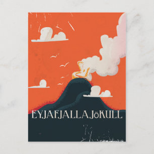 Postal Póster de viaje del volcán Eyjafjallajökull