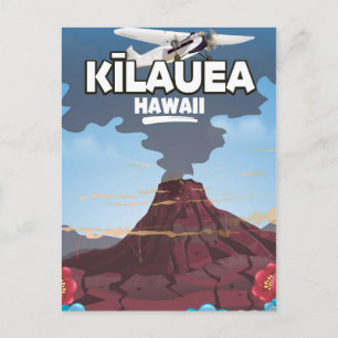 Postal Póster de viaje del volcán Kīlauea Hawaii