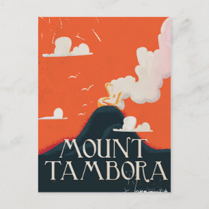 Postal Póster de viaje del volcán Monte Tambora