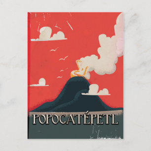Postal Póster de viaje del volcán Popocatépetl