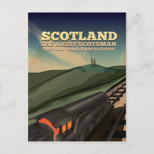 Postal Póster de viaje en locomotora de Escocia