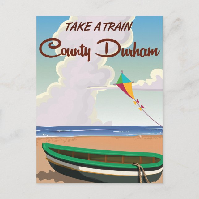 Postal Póster de viaje en tren de County Durham (Anverso)