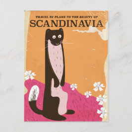 Postal Póster de viaje escandinavo vintage.