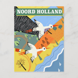 Postal Póster de viaje estilo vintage de Noord Holland
