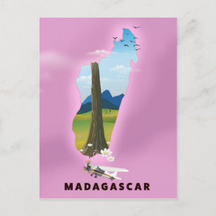 Postal Póster de viaje ilustrado de Madagascar