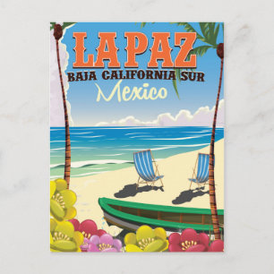 Postal Póster de viaje La Paz Baja California Sur México