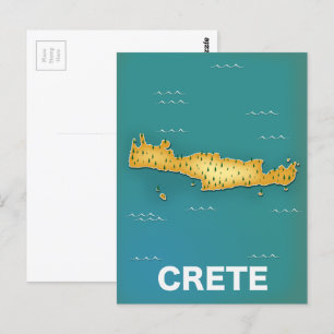 Postal Póster de viaje mapa de Creta