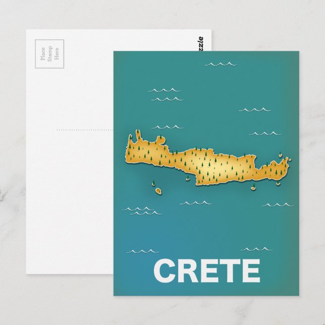 Postal Póster de viaje mapa de Creta (Anverso / Reverso)