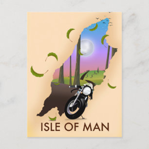 Postal Póster de viaje mapa de motocicletas de la Isla de