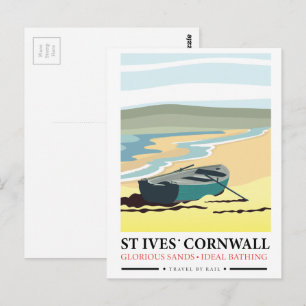Postal Póster de viaje náutico de St Ives Cornwall.