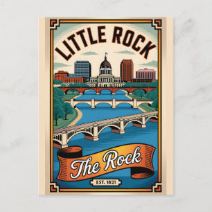 Postal Póster de viaje retro de Little Rock Arkansas The