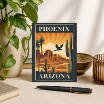 Póster de viaje retro de Phoenix Arizona