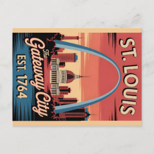 Postal Póster de viaje retro de San Luis Misuri vintage
